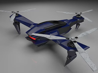 Sleek Modern Blue Quadcopter Drone With White Propellers And Aerodynamic Design 3d model