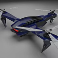 Sleek Modern Blue Quadcopter Drone With White Propellers And Aerodynamic Design