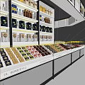Modern Supermarket Alcohol and Tobacco Counter White Shelf with Light 3d model