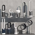 Modern Daily Electrical Appliances with Bladeless Fans in Various Styles Displayed on Shelves