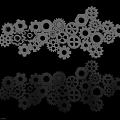 Black And White Gear Wheels Collection With Various Sizes And Intricate Designs