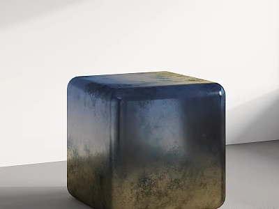 Artistic Blue Black Gradient Floor Tiles With Golden Accents For Modern Interior 3d model