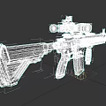 Tactical Military Rifle With Scope And Blue Wolf Graphic On Stock