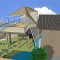 Modern Wooden Pergola Design With Roof Staircase Deck And Outdoor Greenery