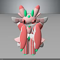 Cute Pink And Green 3D Modeled Character With Petal Like Wings