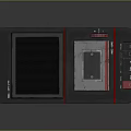 Retro Tape Player With Black Design Red Accents Tape Slot And Control Buttons
