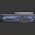 Blue And Silver Rectangular Container With Circular Opening Lid And Glossy Surface
