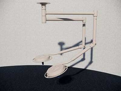 Adjustable Arm Medical Examination Lamp With Double Heads And Ceiling Mount 3d model