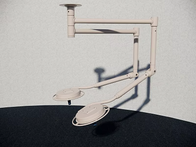 Adjustable Arm Medical Examination Lamp With Double Heads And Ceiling Mount 3d model