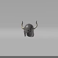 Viking Style Helmet With Large Horns And Riveted Metal Construction Details