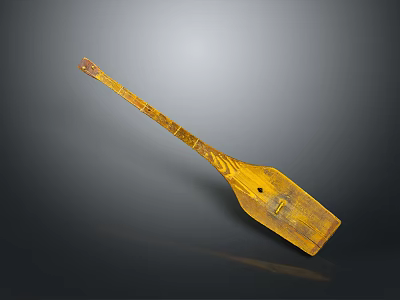 Yellow Wooden Oar Handcrafted Vintage Style Functional for Boating and Home Decor Use 3d model