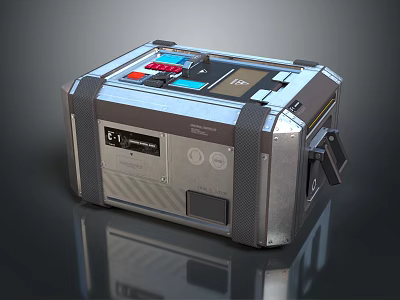 Professional Portable Equipment Case with Metal Shell Control Panel and Interface Buttons 3d model