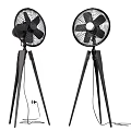 Two Black Standing Air Cooler Fans With Tripod Base Design