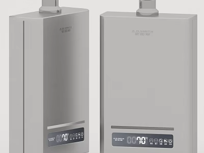 Two Modern Silver Household Electrical Appliances With Digital Display And Sleek Design 3d model