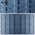 Blue Modern Wardrobe Design With Wooden Doors Drawers And Metal Handles