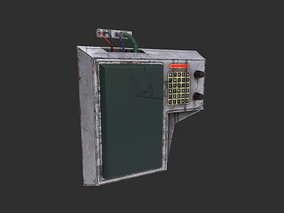 Industrial Control Panel With Metal Casing Green Panel Numeric Keypad And Wires 3d model