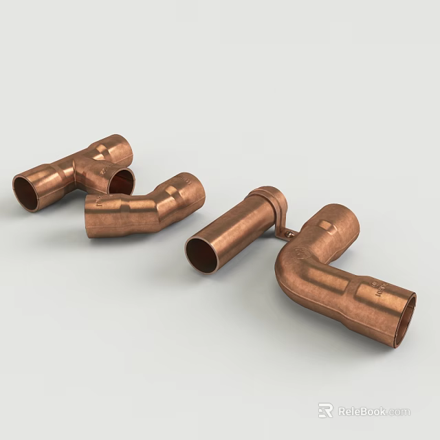 High Quality Copper Pipe Fittings Including Tee Elbow And Coupling 3d model 