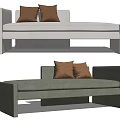Stylish Modern Chaise Lounge with Light and Dark Upholstery and Brown Cushions for Contemporary Living