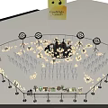 Circular Celebration Corner Venue Setup With White Chairs Central Stage And Decorative Lights