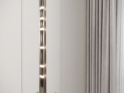 Modern LED Wall Lamp with Multiple Lights for Light Colored Wall and Gray Curtains Interior 3d model