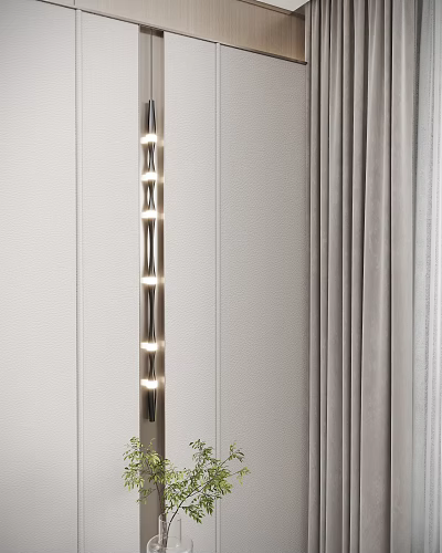 Modern LED Wall Lamp with Multiple Lights for Light Colored Wall and Gray Curtains Interior 3d model