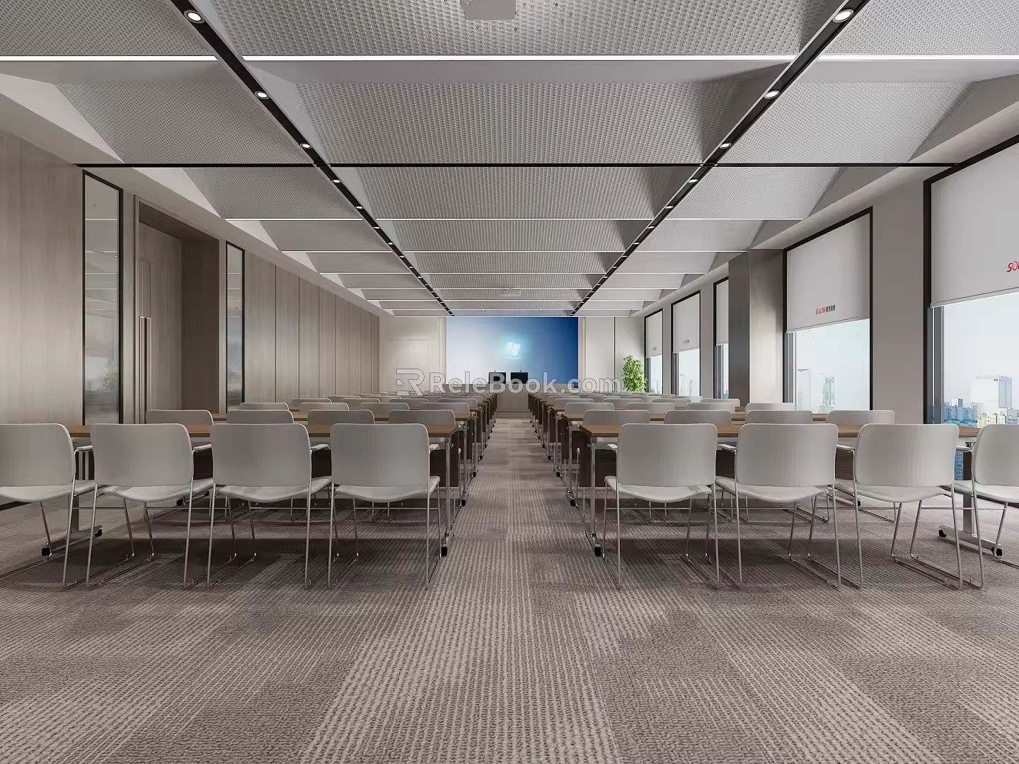 Conference Room Projector Conference Tables and Chairs 3d model