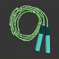 Green Braided Jump Rope With Teal Handles For Fitness Exercise