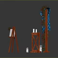 Wedding Arch With Red Flowers Blue Polka Dot Fabric Candle Holders Easel Transparent Spherical Decorations