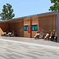 Public Electric Scooter Charging Facility With Wooden Structure Canopy And Digital Screens
