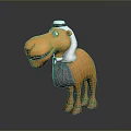 Cartoon Camel Character With Friendly Smile Wearing Traditional Headscarf And Gray Tie