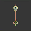 Household Decorative Golden Key with Circular Pendant Featuring Number 18 Design