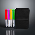 Five Vibrant Colored Markers With Black Storage Pouch For Daily Stationery Use