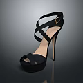 Stylish Black High Heel Shoes With Crisscross Straps And Platform Sole