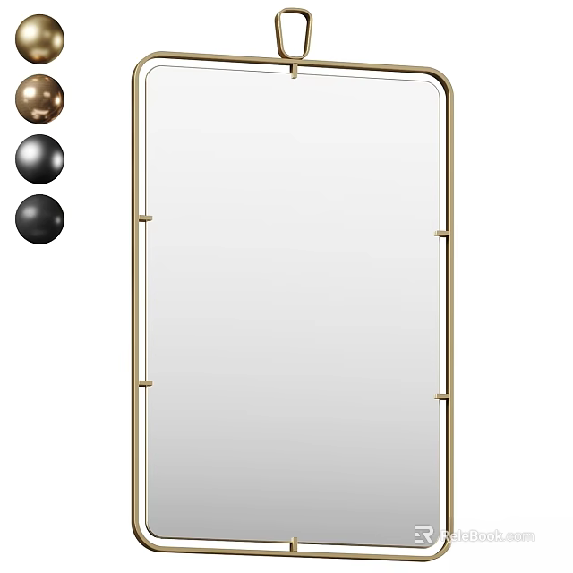 Sleek Gold Metal Frame Full Length Mirror With Minimalist Design For Home Decor 3d model 