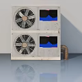 Swing Door Industrial Unit With Dual Fans Metal Pipe And Blue Black Panels