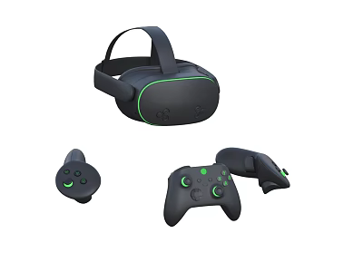 Ergonomic VR Headset With Wireless Game Controllers For Digital Gaming Experience 3d model
