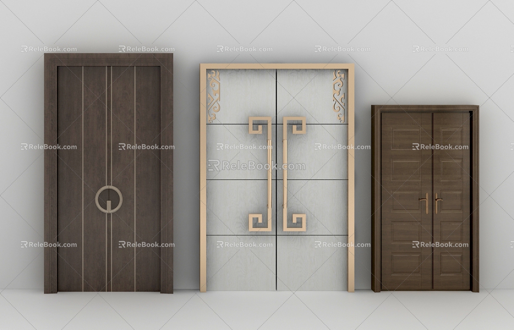 New Chinese Double Door 3d model