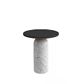 Modern Side Table With Black Round Top And White Marble Cylindrical Base 3d model