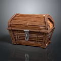 Vintage Wooden Chest With Metal Lock And Decorative Wood Craft Details