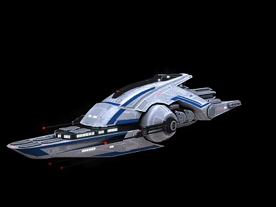 Futuristic Sci Fi Spaceship With Blue White Color And Streamlined Structure 3d model