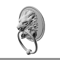Metal Lion Head Door Knocker Handle With Carved Details And Circular Ring