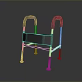 Stable Black And White Mobility Walker With Armrests And Four Legs 3d model
