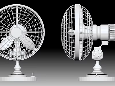 Air Conditioner Fan 3D Design Featuring Front Side View Mesh Cover Base and Blades 3d model
