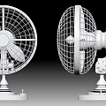 Air Conditioner Fan 3D Design Featuring Front Side View Mesh Cover Base and Blades 3d model