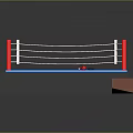Boxing Ring With Blue Mat White Ropes Red Corner Posts And Steps 3d model