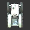 Toy Tractor Model With White Body Large Wheels And Red Hubcaps