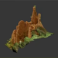 Orange Rocky Mountain Formation With Green Vegetation And Natural Texture