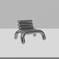 Modern Silver Metallic Leisure Chair With Curved Legs And Layered Backrest For Home Interior