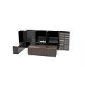 Modern Kitchen Interior With Black Wooden Cabinets And Storage Island Design