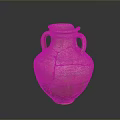 Ancient Clay Sculpture Jar With Two Handles And Cracked Patterns Design